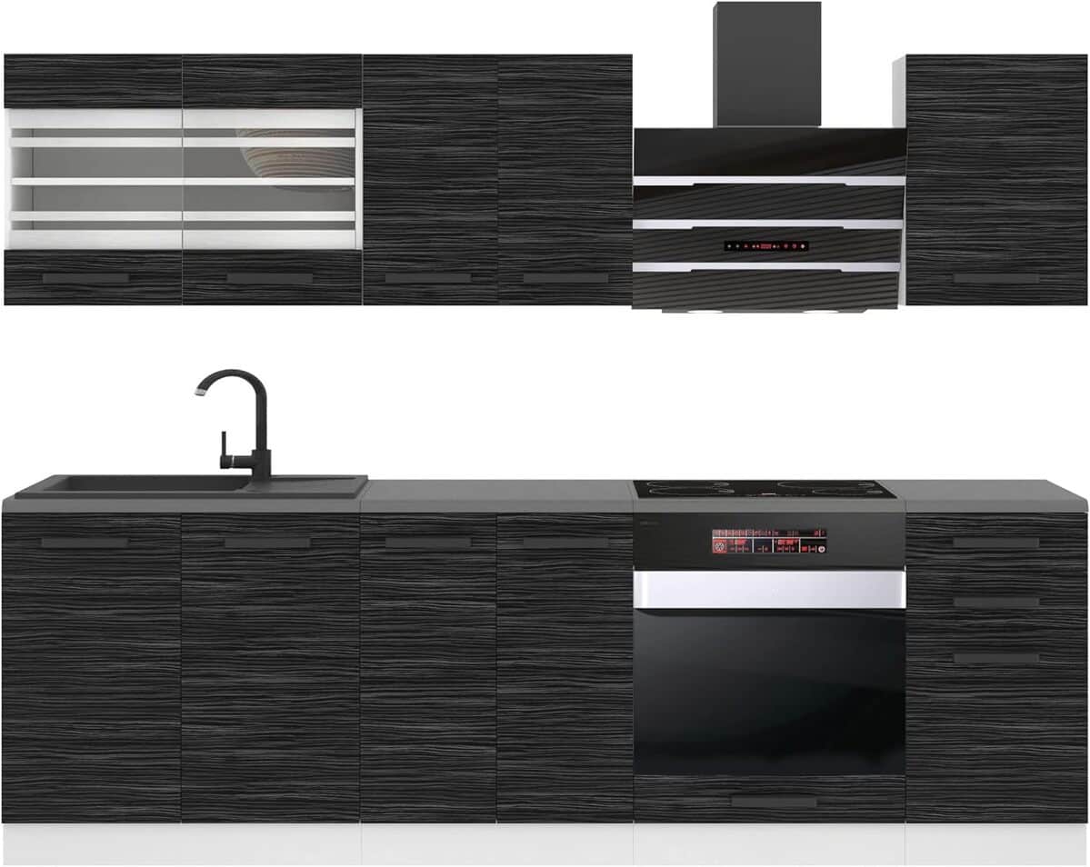 Test : belini cuisine équipée complète Margaret 240 cm - élégance ébène royal