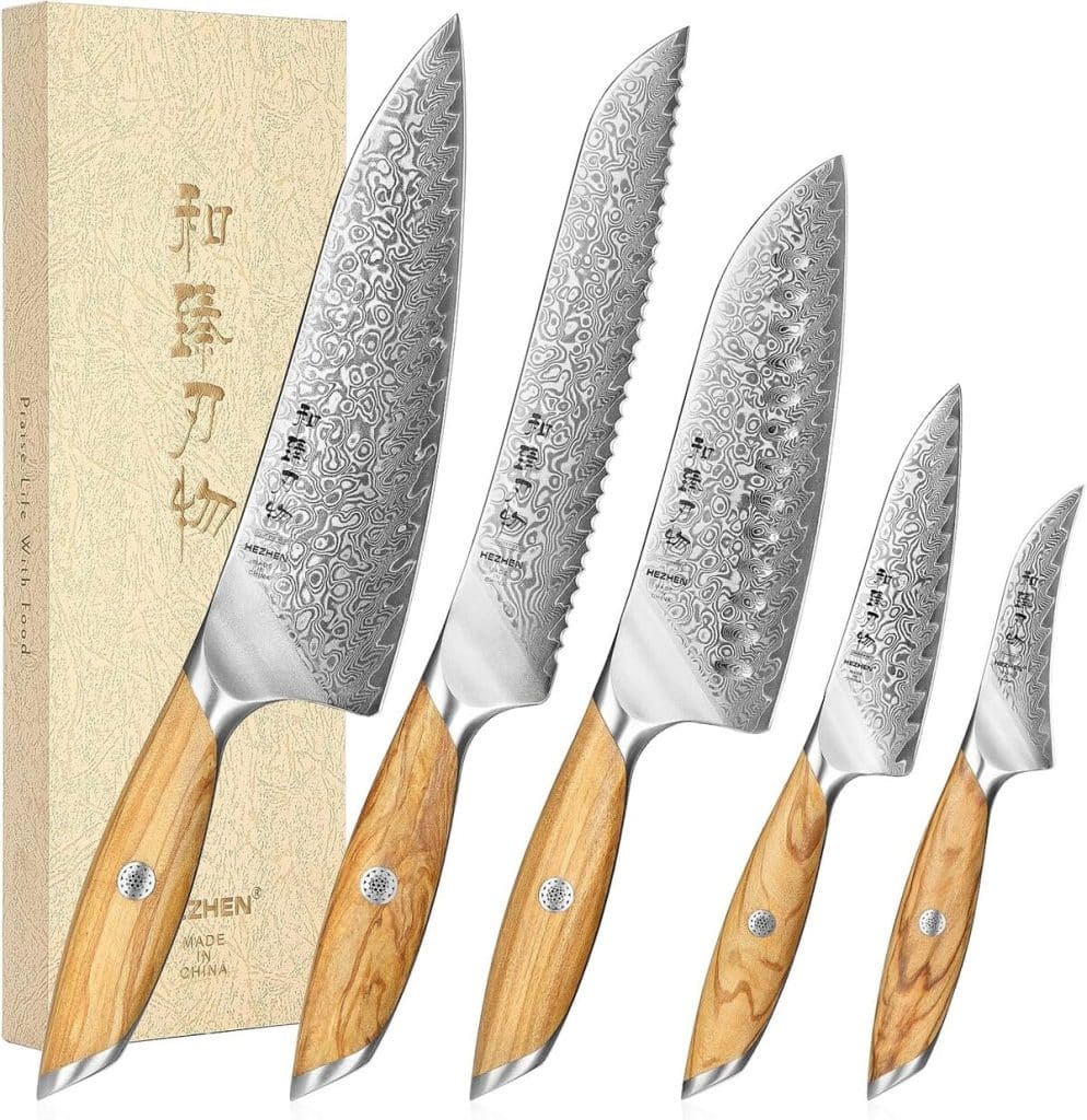 Test : hezhen sets de couteaux de cuisine Damas, professionnels et ergonomiques