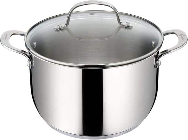 Lagostina Evelia Batterie de Cuisine en Acier Inoxydable 18/10 pour Induction, Gaz et Four, 13 Pièces, 4 Marmites, Casserole, Poêle Antiadhésive, Louche, Écumoire, Cuillère à Spaghetti, 4 Couvercles