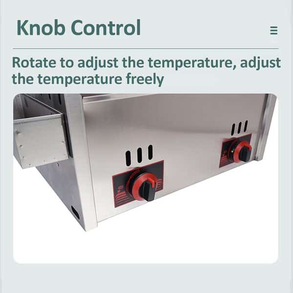 Friteuse à gaz commerciale réservoir d'assaisonnement en acier inoxydable – Professionnelle 10L x 2, cuisson efficace – Idéale les restaurants familiaux – Comprend 2 paniers frites