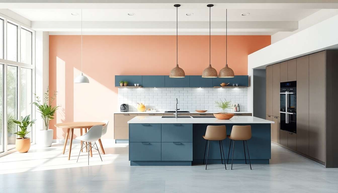Int&eacute;grer les couleurs dans une cuisine ouverte sur le salon