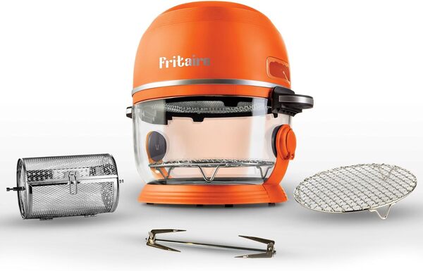 Air fryer. Friteuse à air en verre autonettoyante d'une capacité de 4,8 L avec système de chauffage par convection Vortex Whirlwind (Orange)