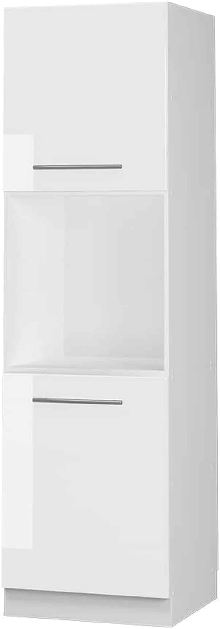 Test du meuble pour four Vicco Fame-Line, blanc haute brillance 60 cm avec étagères ouvertes