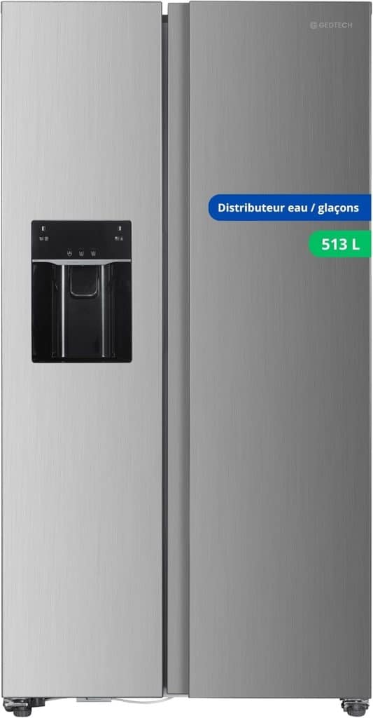 Test du réfrigérateur américain Gedtech GSBSA513IX : grande capacité et distributeur d'eau