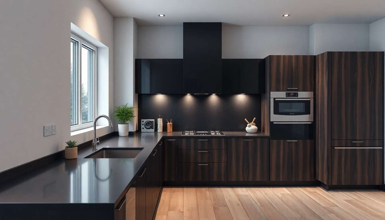 Exploration des tendances : cuisine noire et bois