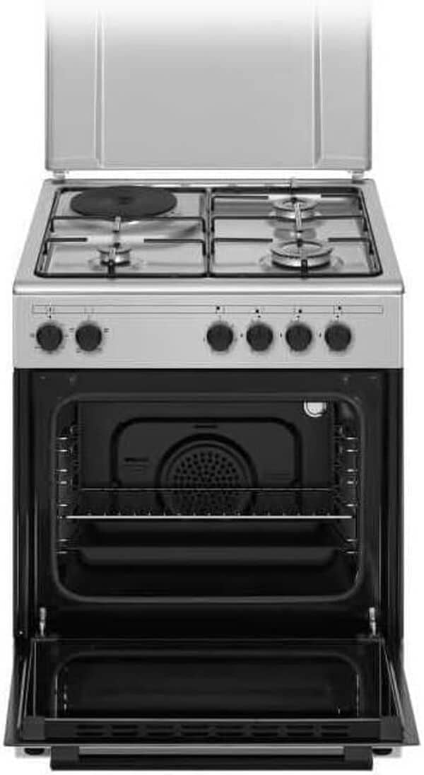 Cuisiniere mixte CONTINENTAL EDISON CECM60FCS - 3 feux gaz + 1 électrique - L59,8 x P61 xH83 cm - Silver