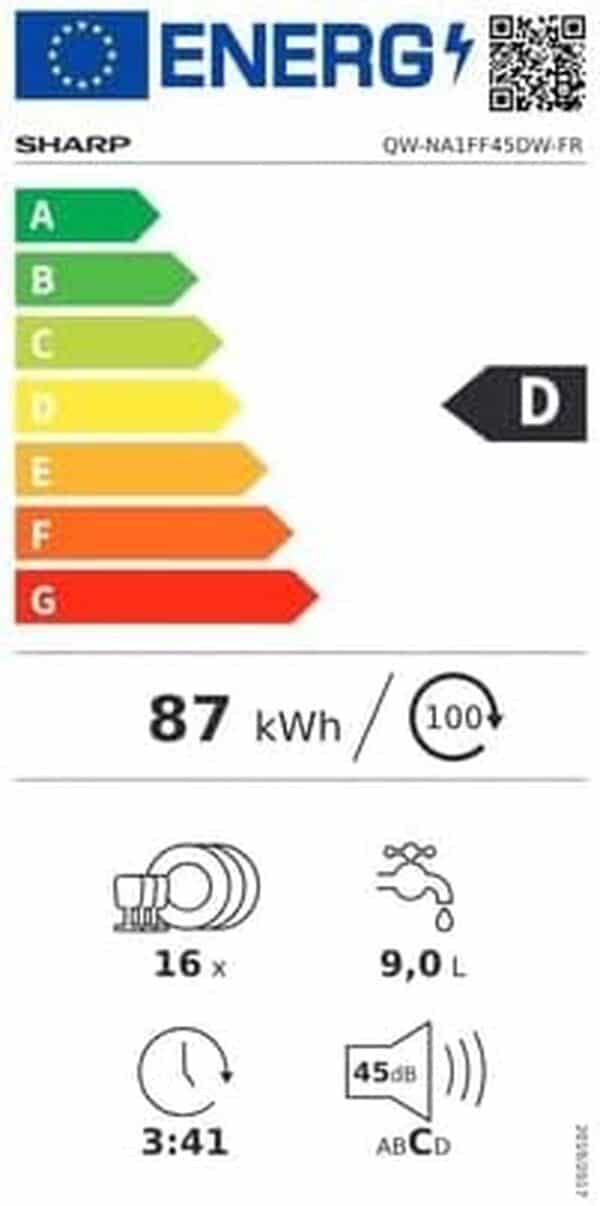 SHARP Lave vaisselle 60 cm QWNA1FF45DW