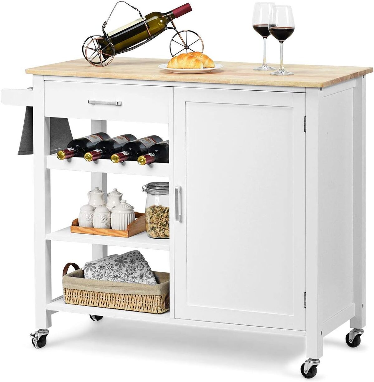 Test : goplus desserte de cuisine à roulettes blanche, pratique et compacte