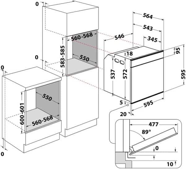 Whirlpool Linea Urban Four 16 Fonctions 6 Sens pyrolytique, Argent, 60x56x55 cm [Classe énergétique A]