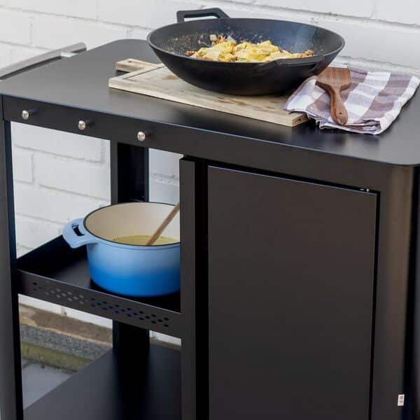 BBQ-Toro Chariot de barbecue 95 x 50 x 80 cm - Noir - Table de barbecue avec grande surface de travail - Table d'appoint pour barbecue d'extérieur - Table de barbecue d'extérieur - Chariot de service