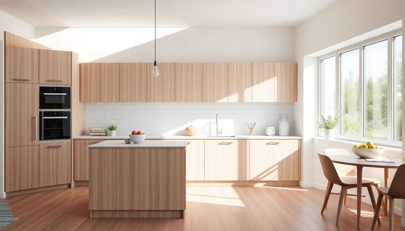 Associer le bois clair &agrave; des teintes pastel