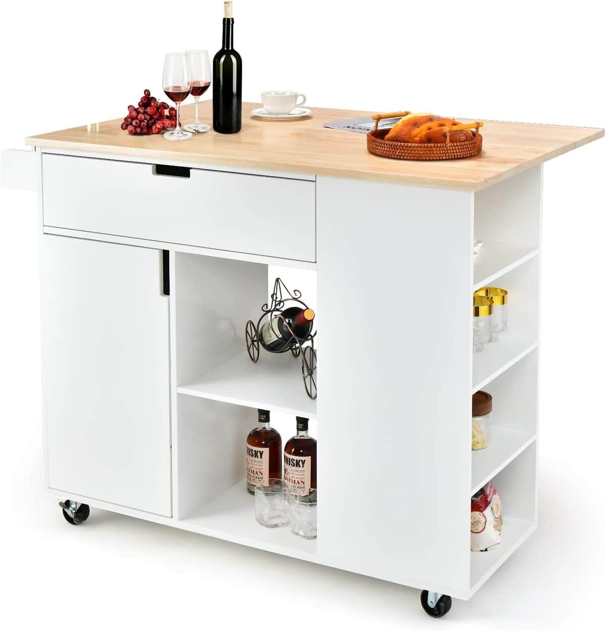 Test : desserte roulante blanche Goplus avec plateau pliable