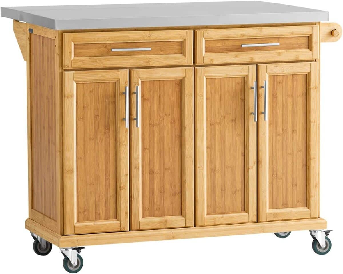 Test : desserte SoBuy FKW69-N en bambou et acier inox