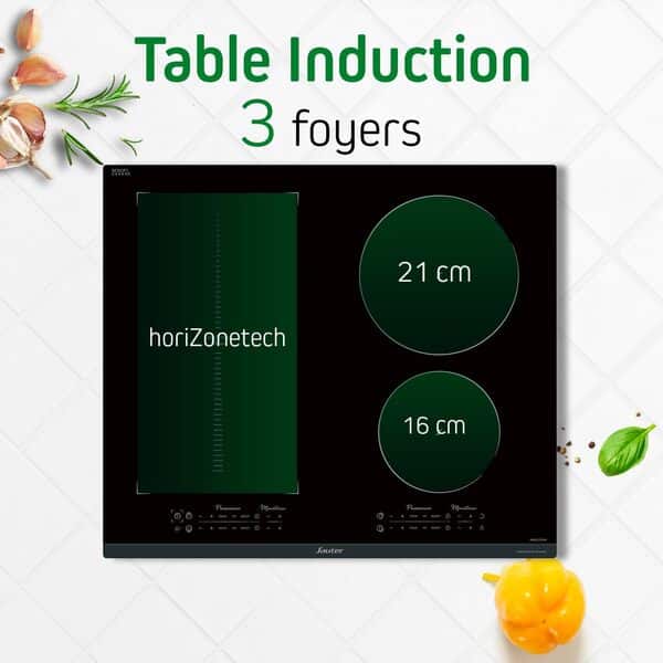 Sauter - SPI9648BP - Plaque Induction - Table de Cuisson Encastrable - Noir - 4 Foyers - 7400W - Dimensions Encastrement : 56x49cm - Horizone et Fonction Piano - Fabriqué en France