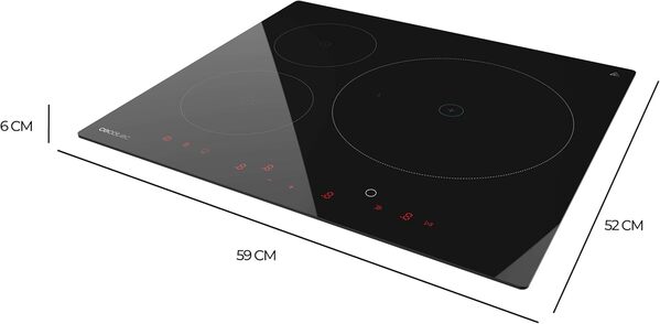 Cecotec Plaque Induction Avec 3 Zones Bolero Squad I 3600. Plaque à induction, 1 Extra Large 32 cm, Contrôle Tactile, Keep Warm Garantit Aliments à La Température Idéale, Kid Lock, Design élégant
