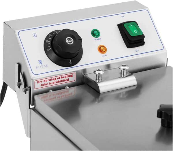 Royal Catering Friteuse Électrique De Restaurant Simple Professionnelle RCEF 08EB (8 L, Zone Froide, Thermostat, Élément Amovible)