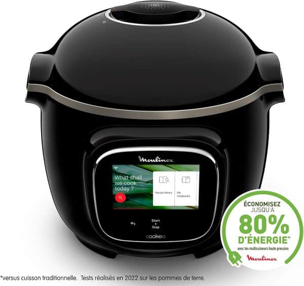 Moulinex Cookeo Touch Wifi Multicuiseur intelligent haute pression + moule à gâteaux 18 cm, 6 L, Ecran tactile, 250 recettes intégrées, Application Moulinex YY5297FB, Noir