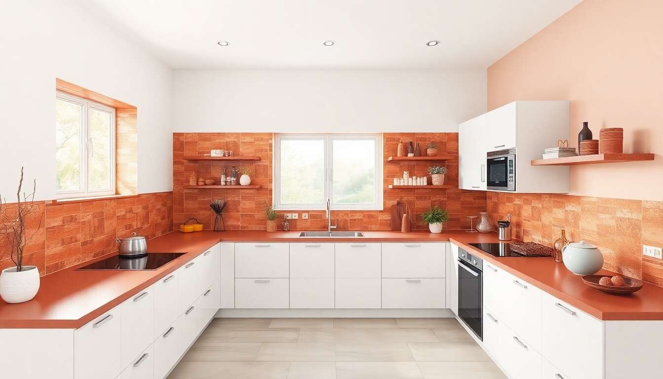 Int&eacute;grer le terracotta sur les murs de la cuisine
