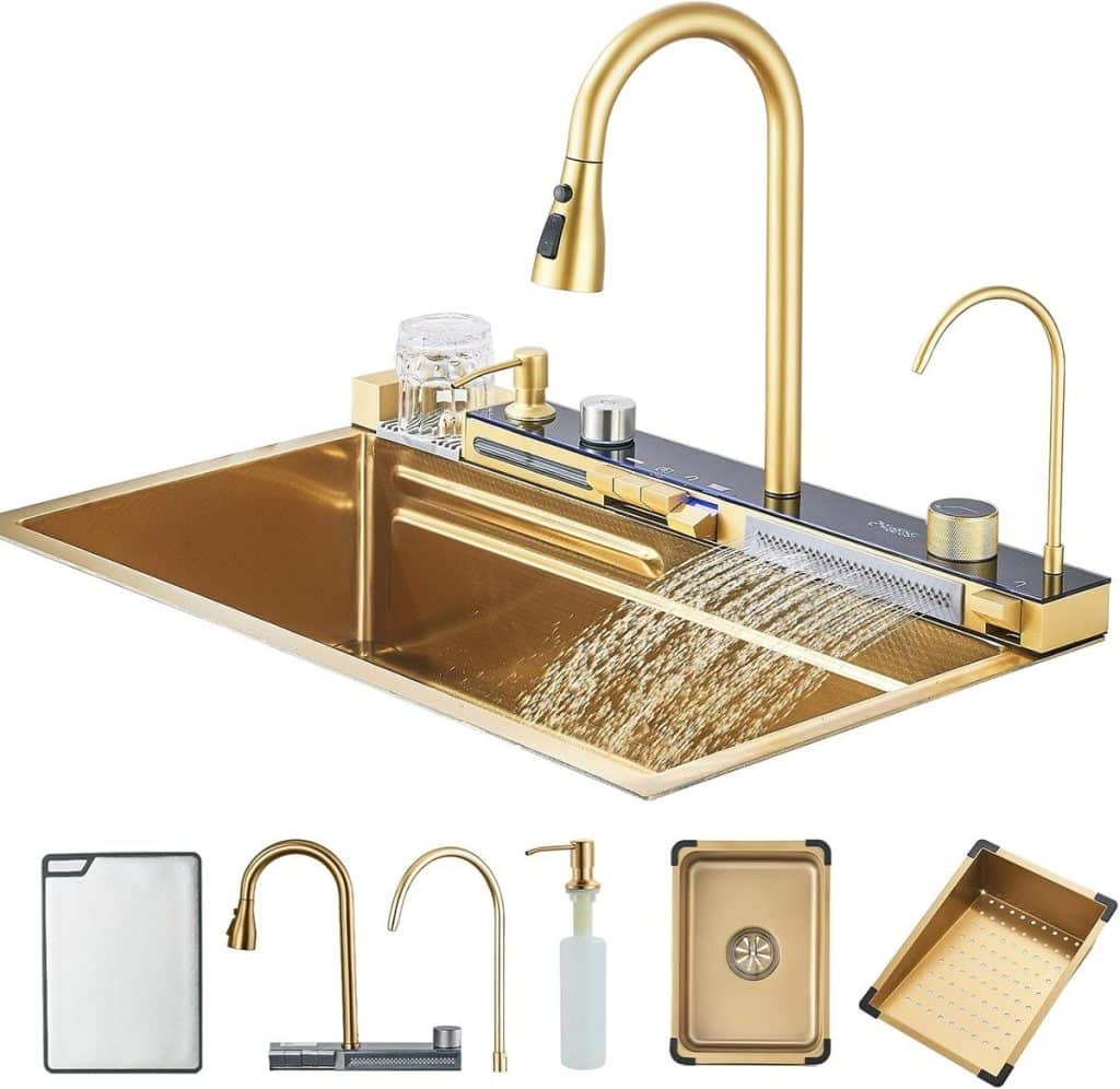 Test de l'évier de cuisine Hevenaov : acier inoxydable or brossé 75x45 cm