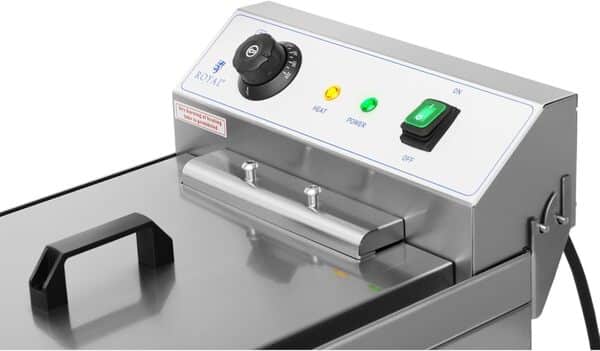 Royal Catering Friteuse Électrique 16 L, 400V, Zone Froide, Thermostat De Restaurant Simple Professionnelle Semi Pro Inox Sans Odeur Grande Capacité Commerciale