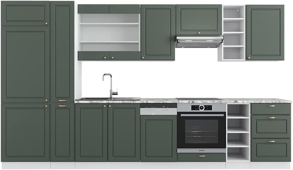 Vicco Cuisine En Angle Vert Et Or Campagne/anthracite 227x60cm Sans PT Fame Line