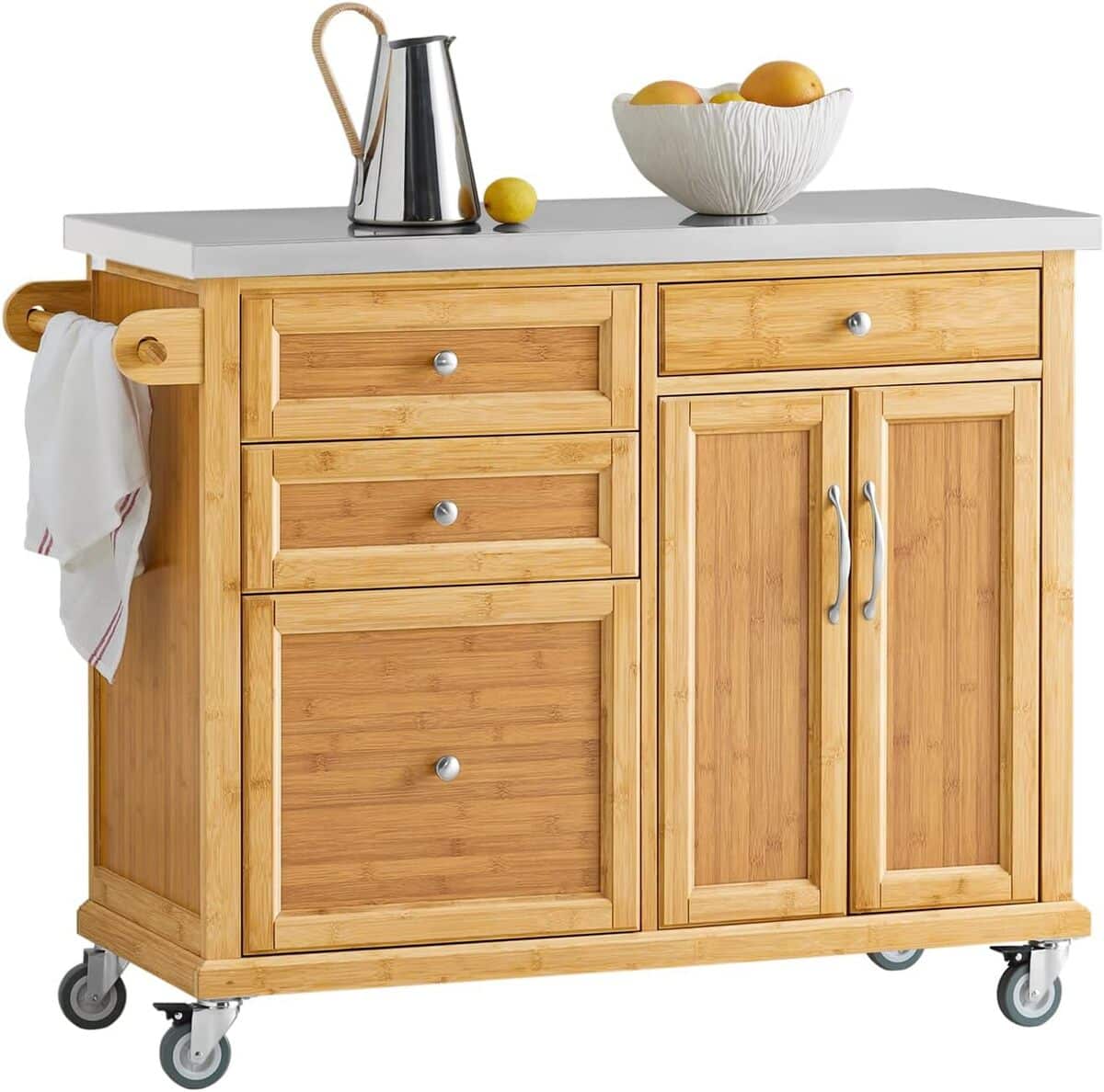 Test : meuble de cuisine SoBuy FKW70-N en bambou sur roulettes