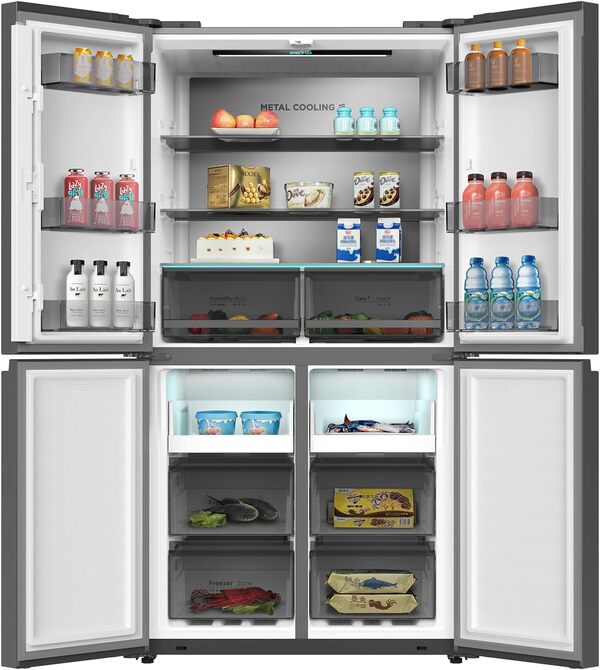 CHIQ CCD503NEIBE Réfrigérateur Américain, Multi-Portes 503 L, Inverter Compressor, No Frost, Multiple Airflow Care, Panneau tactile, Hauteur 177,5 cm, Longueur 85,3 cm, Profondeur 69,8 cm [Classe énergétique E]