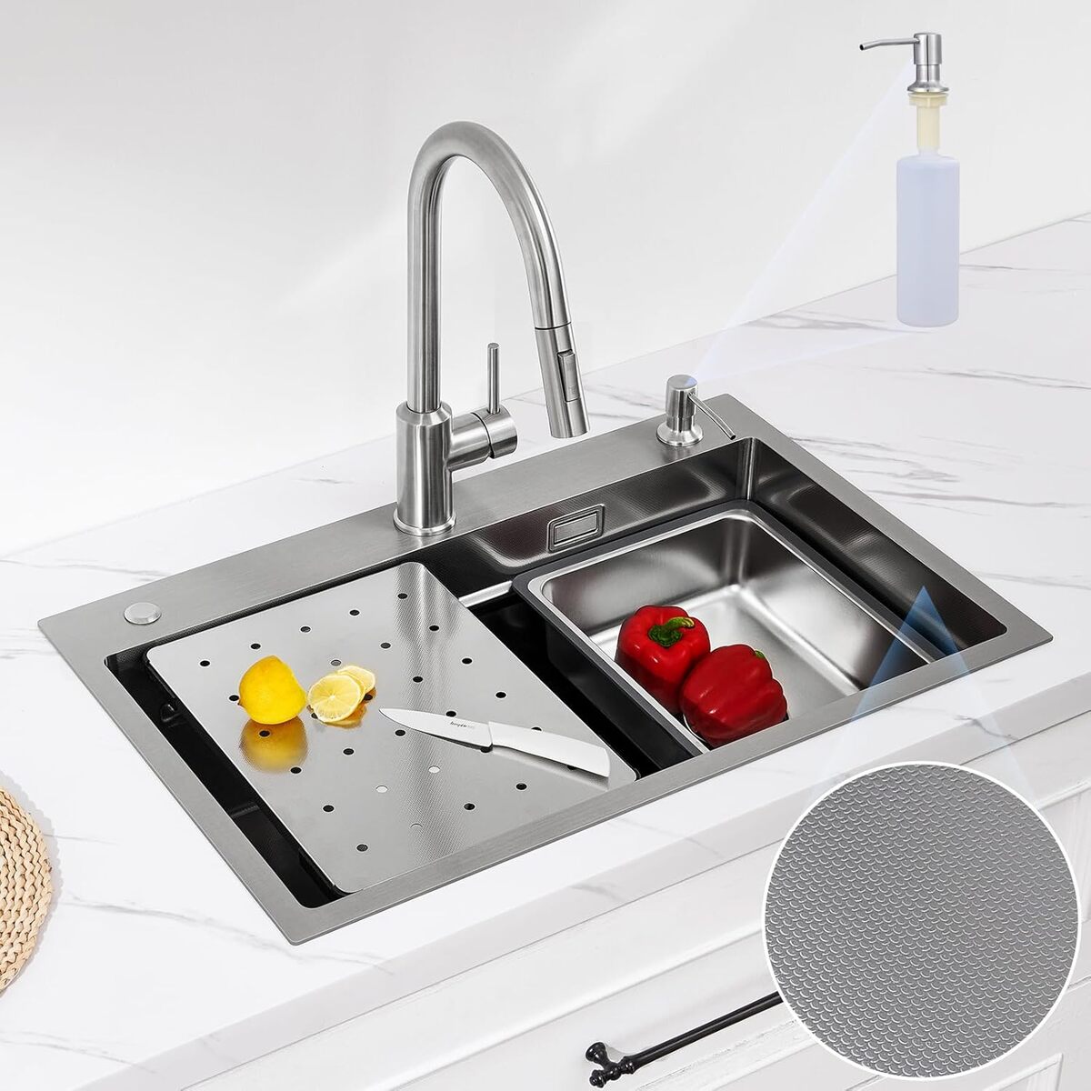Test : évier inox CECIPA avec égouttoir et accessoires