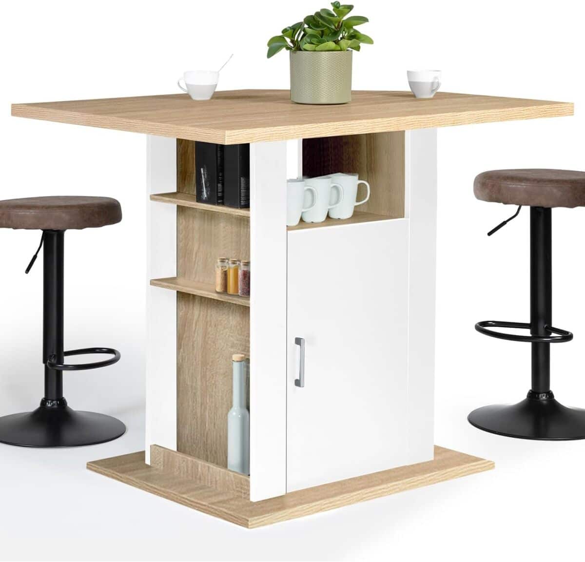 Test : ilot central UGO 110 cm bois blanc et imitation hêtre de IDMarket