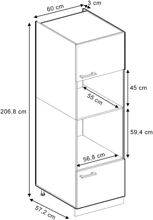 Vicco Armoire Micro-Ondes R-Line, Blanc Haute Brillance, 60cm
