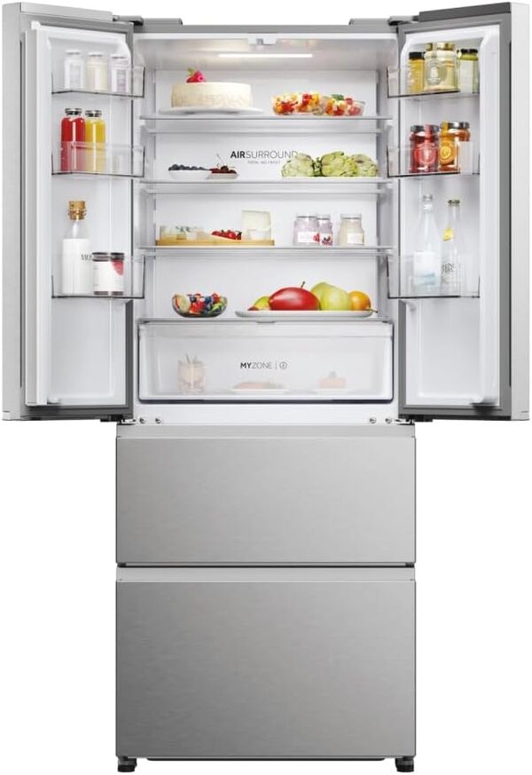 Réfrigérateur multi-portes - HAIER - HFR3718ENMM - Classe E - 402 L (262 + 140) - 37 dB - Gris [Classe énergétique E]