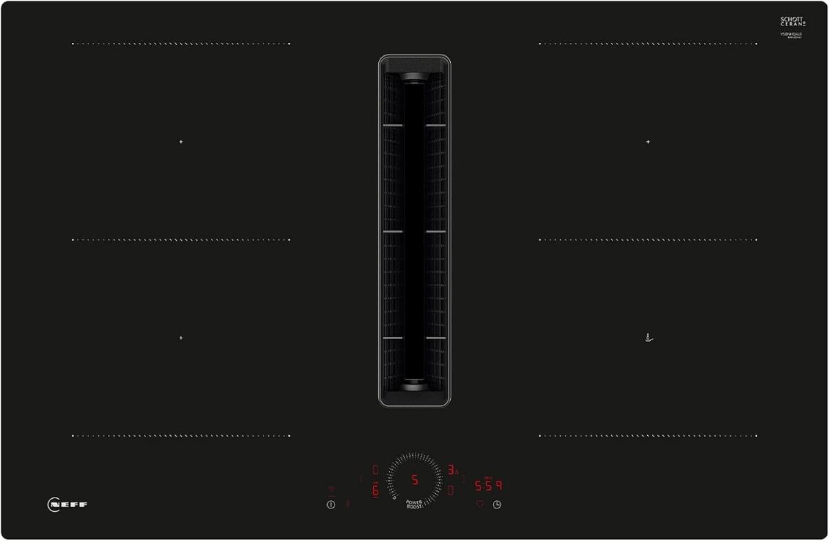 Test de la plaque de cuisson Siemens V58NHQ4L0 avec hotte intégrée