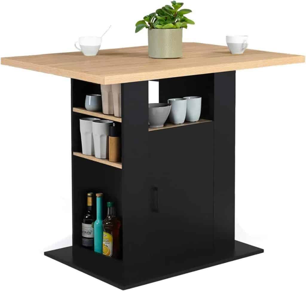 Test du ilot central UGO 110 cm de IDMarket : bois noir et hêtre avec rangements