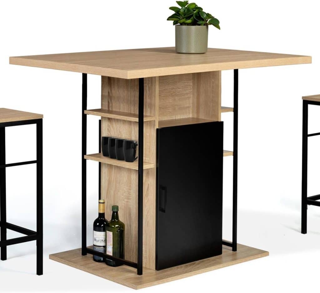 Test : ilot central IDMarket UGO 110 cm bois noir et imitation hêtre