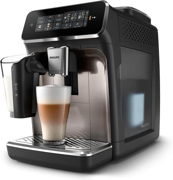Philips Machine à Expresso Entièrement Automatique Séries 3300-6 Boissons, Écran tactile couleur moderne, LatteGo, SilentBrew, Chrome Noir