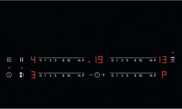 AEG IKE84441XB Plaque de cuisson autonome avec écran tactile, reconnaissance de casserole et fonction Hob²Hood, 4 zones de cuisson, cadre en acier inoxydable, 80 cm, noire