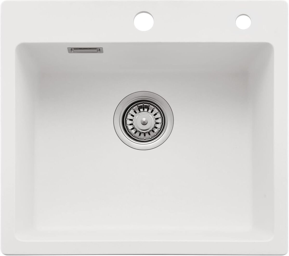 Test de l'évier cuisine granit blanc Auralum 50 x 45 cm