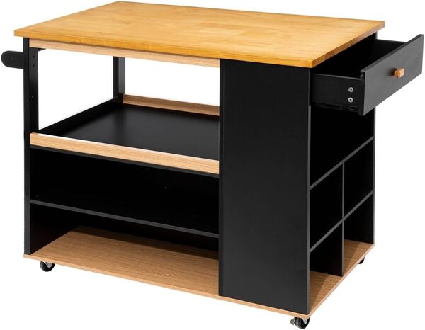 5five - ilot de Cuisine à roulettes Bois Noir