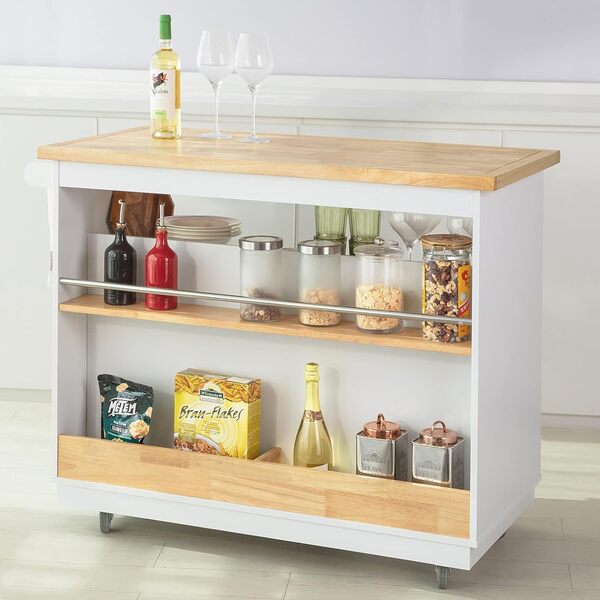 SoBuy Desserte Roulante Chariot de Cuisine Meuble de Rangement à roulettes Chariot de Service Buffet Multifonctionnel avec Etagère à Epices et Deux tiroirs, 110x55x91 cm, FKW107-WN