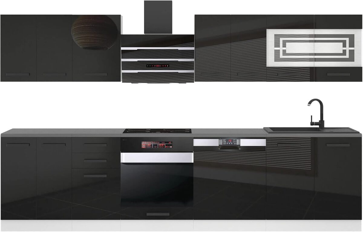 Test de la cuisine complète Belini Lucy : design noir brillant