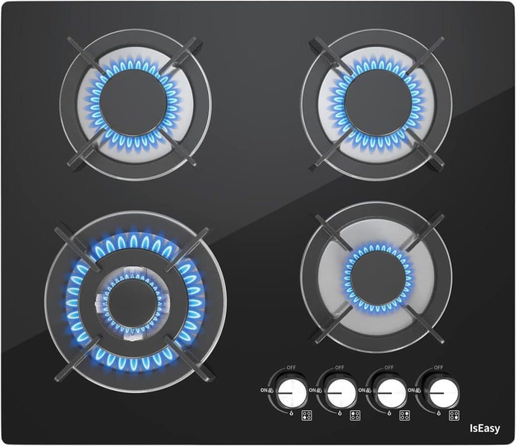 Test de la plaque de cuisson gaz 4 brûleurs verre 60 cm