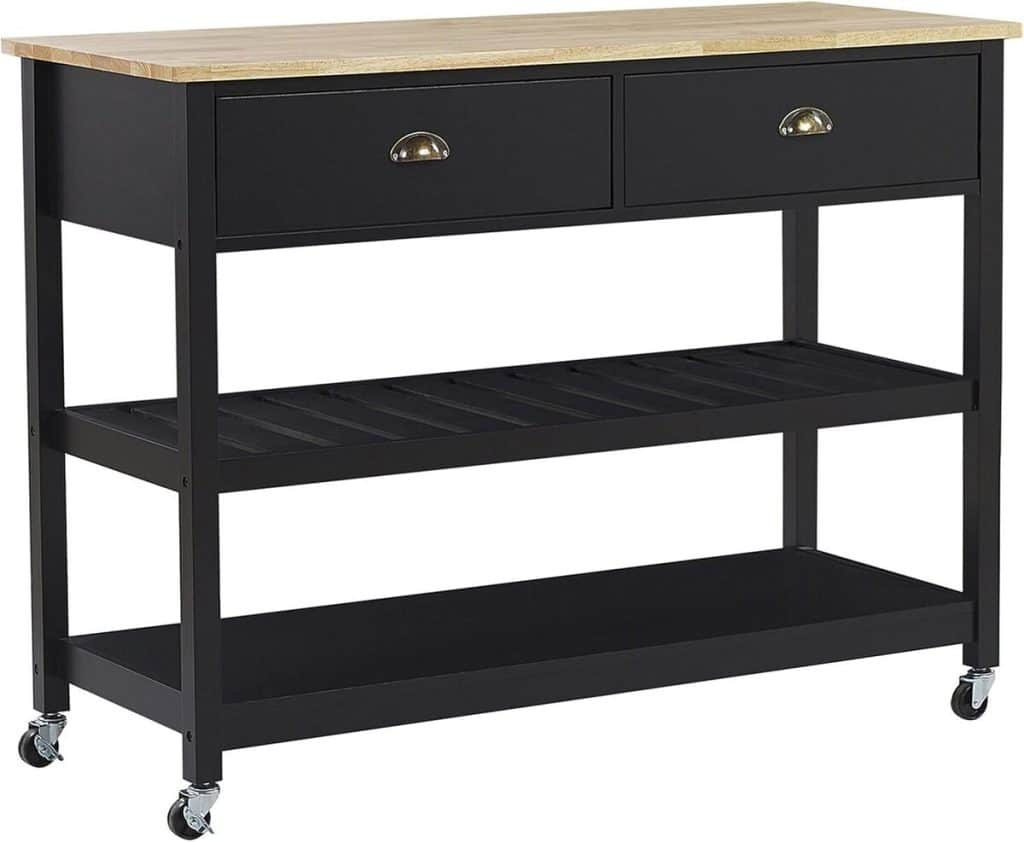 Test : desserte Beliani rétro, 2 tiroirs et étagères pratiques