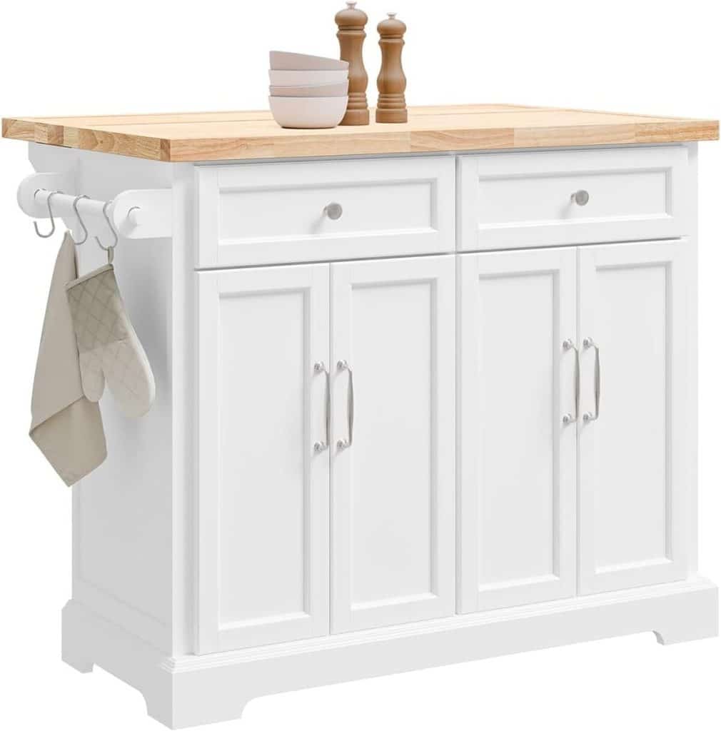 Test : meuble de cuisine SoBuy FKW71-WN, l'îlot roulant pratique