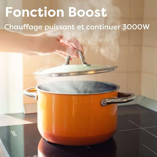 CIARRA Plaque Induction - 3 Feux - 6200W - Fonction Boost - Tables de Cuisson - Commande Tactile - 9 Niveaux de Puissance - Sécurité Enfant - CBBIH3B