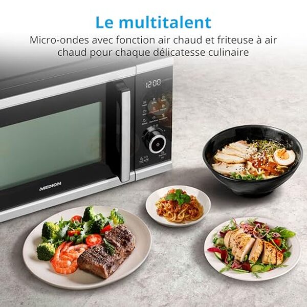Découvrez notre test sur le Medion MD11499 : un micro-onde performant alliant cuisson au four et à l'air chaud pour une cuisine simplifiée et innovante