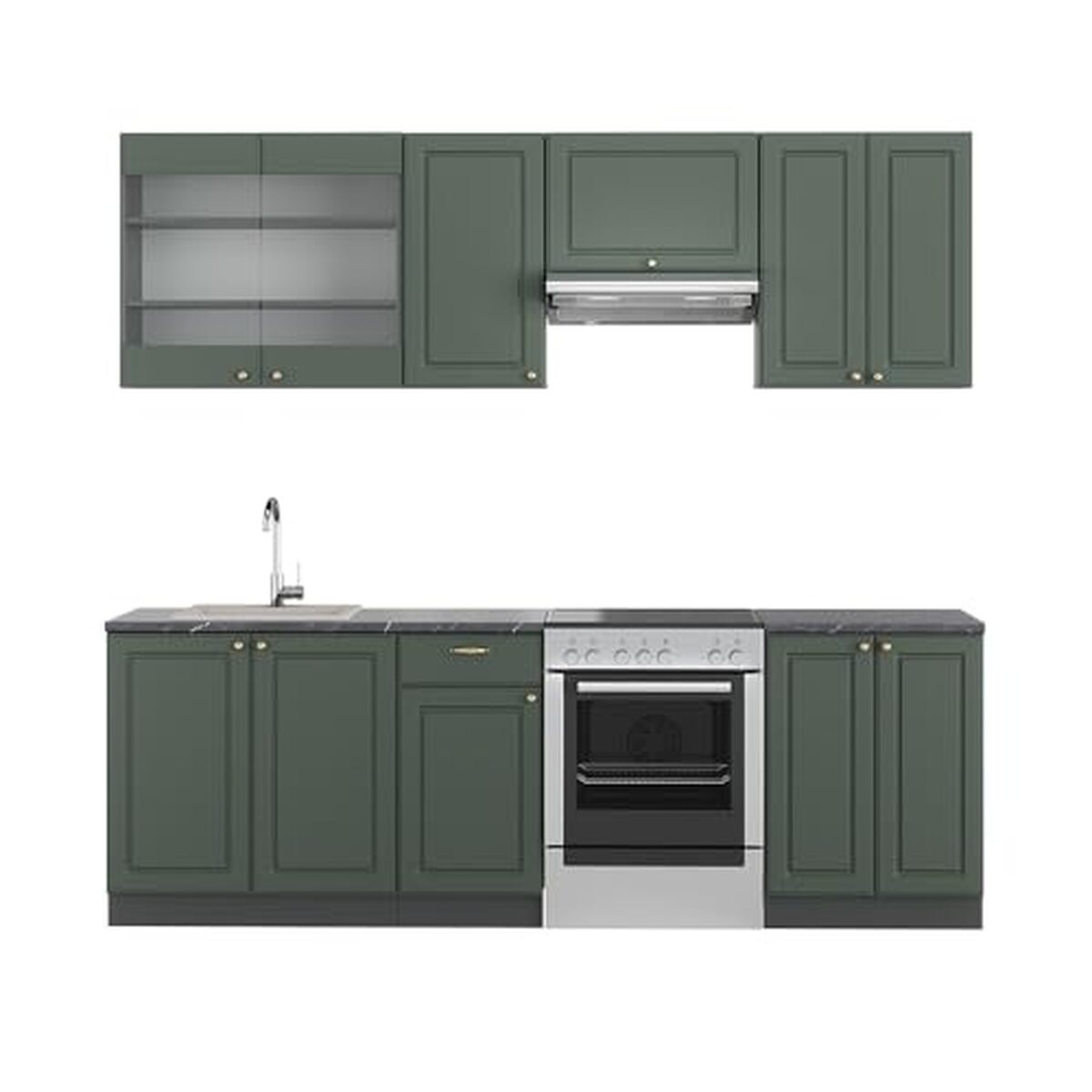 Test cuisine Vicco Fame-Line : style campagne compact en vert et or