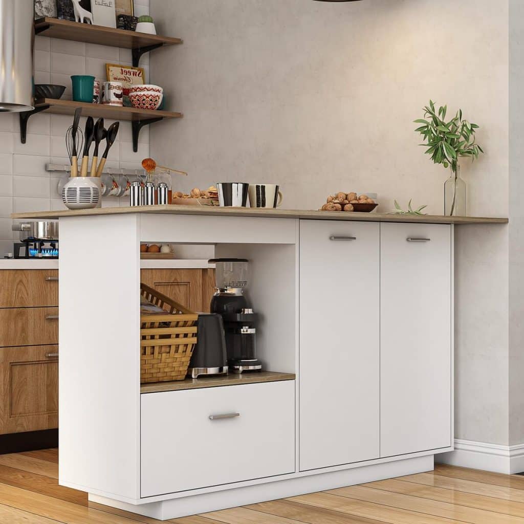 Test du chariot Caldion : îlot de cuisine multifonctions bois/blanc