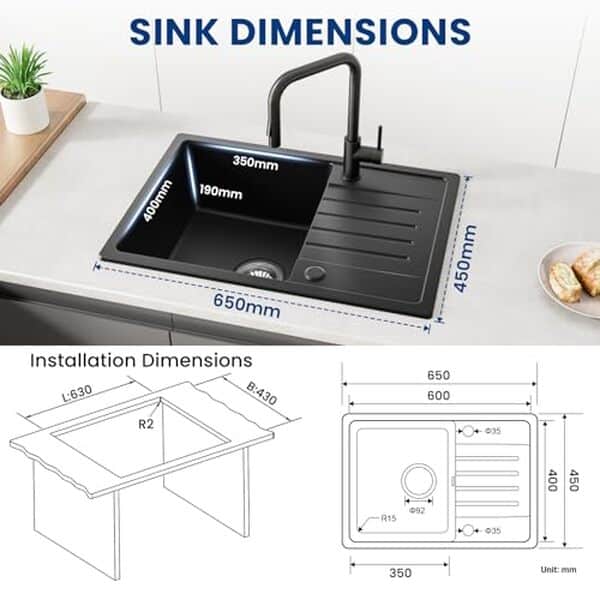Découvrez l'évier Cecipa en granit 65 x 45 cm avec égouttoir, un choix alliant élégance et fonctionnalité pour votre cuisine. Avis et test complet.