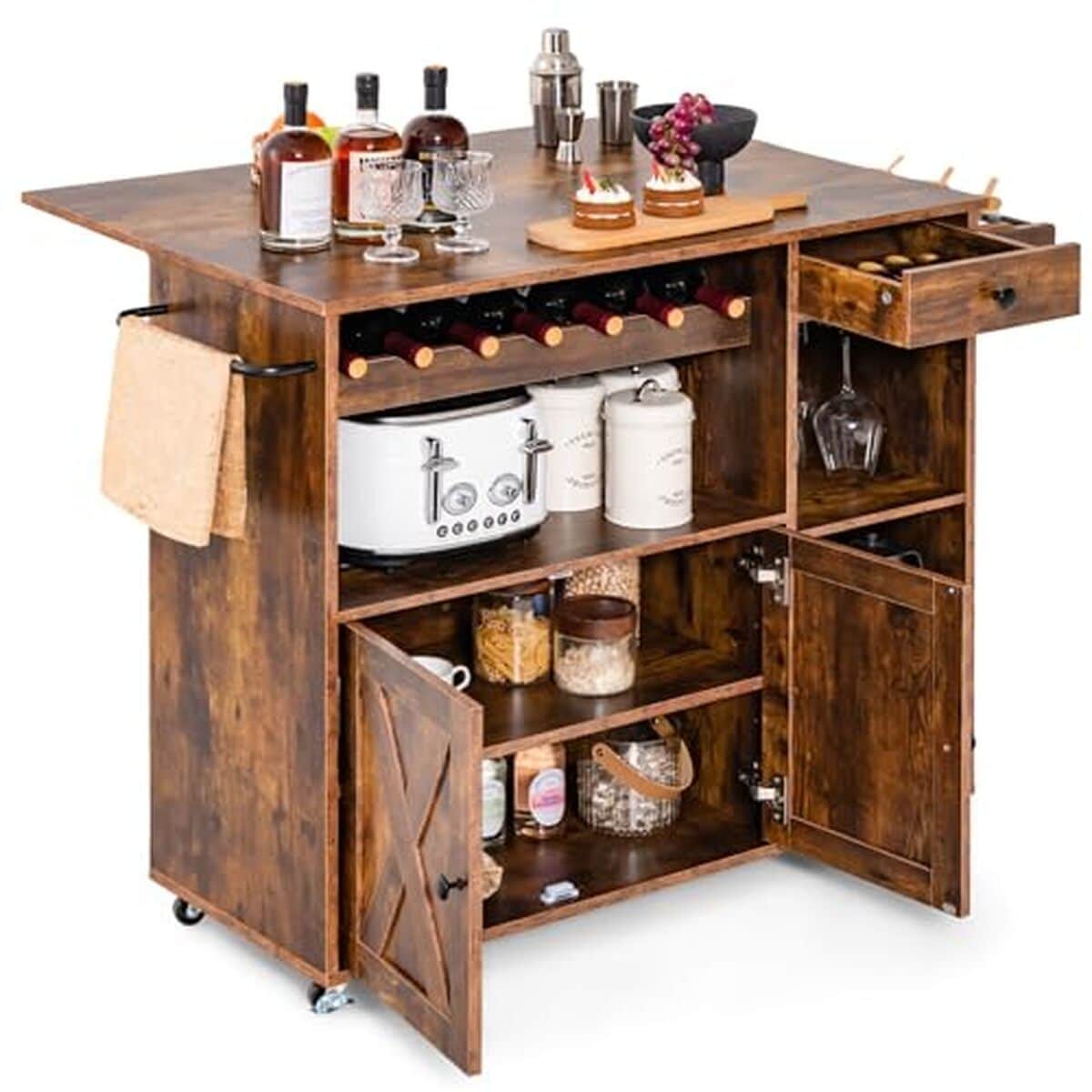 Test : desserte sur roulettes industrielle Costway, marron rustique