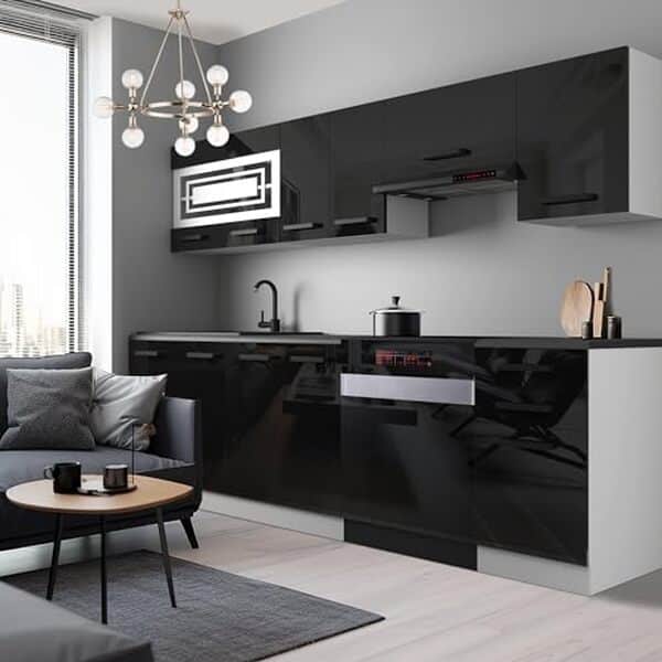 Découvrez l'éclat et le design moderne de la cuisine complète Belini Lily noir brillant. Élégance et fonctionnalité réunies pour transformer votre espace culinaire.